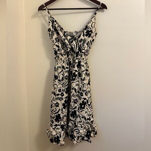 Floral Black and White Women's Dress